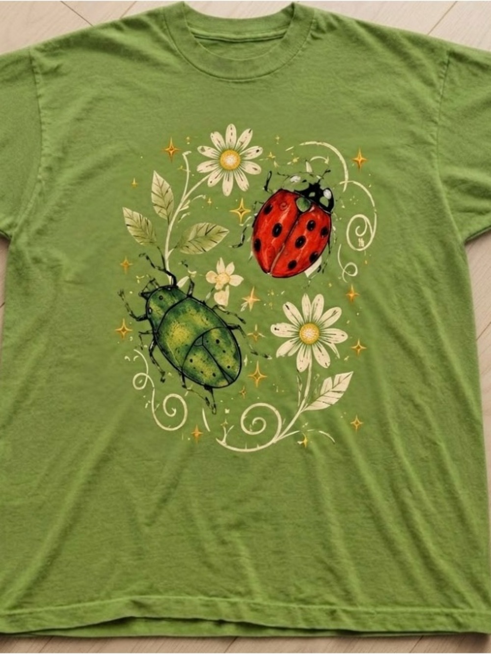 Kiwi Beetle & Ladybug Graphic T-Shirt